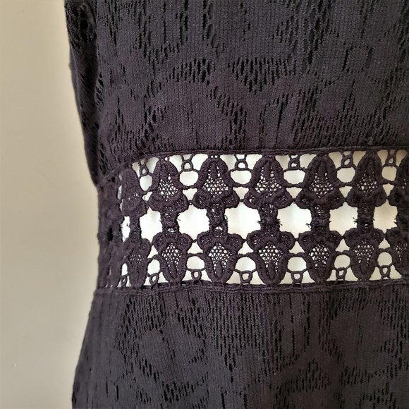 Free People Black Lace Waist Cutout Shift Dress Size M - Picture 7 of 16